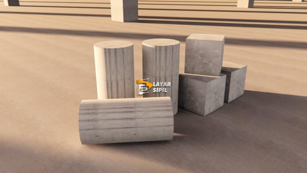 sampel beton kubus dan silinder